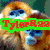 A four- of pixelated images with text overlays: a lion-like creature with green 'TylerRaa' text, a dog with yellow 'is' text, a blue cartoon character with 'AWESOME' text, and a bearded man in a suit