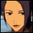 Pixelated anime-style face with dark hair and light skin, next to stylized text on a black background.