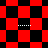 Red and black checkered pattern with white dotted lines, transitioning from square to diamond orientation across the image.