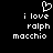 Pixelated white text and heart symbol on black background, two identical side-by-side layouts with 'i love ralph macchio' text below heart.