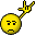 Three pixelated yellow smiley faces with black outlines and expressions, each making a rock-on hand gesture in different positions across frames.