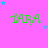 Green pixelated text 'TARA' on pink background with scattered blue and purple stars, animated star positions across frames.