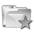 Gray-scale pixelated icon showing a folder with a star symbol on its right side against a light gray background.