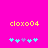 Yellow text 'cloxo04' on bright pink background with two of pixelated symbols below, one showing light blue and purple shapes