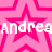 Pixelated pink star pattern with white text 'Andrea' repeated across the image, partially obscured by a gray rectangle.