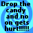 Four identical display black text on a blue spiral background with repeated phrases