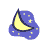 Pixelated icon of a yellow crescent moon with dark blue outline against purple background dotted with small yellow stars.