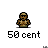 Pixel art contact sheet of 12 frames showing a cartoon character in various poses with "G-UNIT!" speech bubbles and "50 cent" text below each frame on gray background.