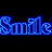 Six animated frames of the word "Smile" in different colors arranged in a 3x2 contact sheet on black background, each frame showing distinct color variations with pixelated text and subtle glow effects.