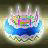 A split-frame contact sheet showing a pixelated birthday cake animation on the left and text reading "Happy birthday to me!" on the right.