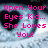 Pixelated text in bright pink reads 'Open Your Eyes Kid... She Loves You!' over a blurred background with blue and black tones.