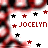 A static icon displays the name "JOCELYN" in red pixelated text surrounded by black and red stars on a white background.