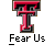 A contact sheet of two animated frames showing a red and black 'T' logo with the text '_Fear Us' below it, alongside promotional text for badassbuddy.com.