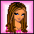 A 4x3 contact sheet of pixel art frames showing a cartoon woman with long brown hair in various poses and expressions, alongside text phrases on pink backgrounds.