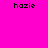 Four display the text 'hazie' in black pixelated font against varying pink and white backgrounds