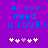 Purple background with blue pixelated text 'All you need is LOVE!!' and five white/pink heart icons below, two versions of the same design side-by-side.