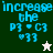 Pixelated blue text reads 'increase the P3 = C3 ♡33' on four distinct background colors with a small star icon changing position.