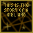 Animated sequence of text and symbols on a dark background with golden lines, showing evolving phrases about a girl's story.