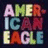 Pixelated text spelling 'AMERICAN EAGLE' in three rows with varied colors on a dark background.