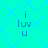 A cyan background with a light blue diamond pattern contains four identical pixelated text icons arranged in a , each displaying 'i luv u' vertically