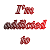 Red pixelated text and heart shapes on white background with gray rectangle at bottom right, animated sequence showing repeated appearance of 'ICONS!' text blocks.