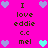 A bright pink background displays repeated text and heart symbols in a pattern with alternating light blue and purple hearts