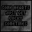 A static digital image displays the phrase 'SOME HEARTS JUST GET LUCKY SOMETIMES' in bold black text on a textured gray background, with red pixel accents appearing and disappearing around the word 'LUCKY'.