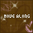Brown background with pink and white patterns, text 'MOVE ALONG' in pixelated font changing color across frames.