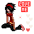 Animated pixel art contact sheet showing a kneeling character with red headband and checkered shoes, surrounded by floating hearts and 'LOVE ME' text in red block letters across multiple frames.