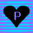 A 48x48 pixel animated buddy icon featuring two heart shapes with the letter P inside, displayed in a contact sheet format showing left and right frames of an animation.