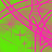 Pixelated green and pink background with abstract patterns, featuring a black text box reading 'ok-47' on the right side.