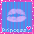 Four pixelated blue striped with pink borders, each showing lips and the word 'Princess' with a heart symbol