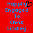 Red background with blue pixelated text reading 'Happily Engaged To Chris Lindley' and a black heart symbol replacing the 'y' in Happily.