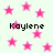 A static image with a light green background featuring pink stars and the repeated text "Kaylene" in black pixelated font.