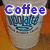A coffee cup with 'Coffee' text in blue and purple, showing animation changes across four