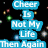 Two side-by-side pixelated text with blue backgrounds and white lettering, one on black background with colored dots, the other on pink checkered pattern