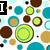 Pixelated pattern of overlapping circles in brown, teal, and lime green on white background with partial text and a black-and-white play button overlay.