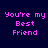 Four display 'You're my Best Friend' text with varying white background highlights on dark blue