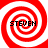 Four identical red and white spiral patterns arranged in a , each containing the text STEVEN in black pixelated font