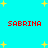 Cyan background with yellow stars and four red 'SABRINA' text blocks in pixelated font.