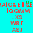 Pixelated red text on cyan background with green accent, arranged in repeated showing partial words and symbols