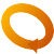 A circular orange gradient ring with a small triangular tail, set against a light gray background.