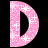 A static contact sheet showing two frames of a pink glittery letter D animation with white sparkles on black background.