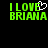 Green pixelated text "I LOVE BRIANA" on black background with white heart symbol replacing 'O' in LOVE, two identical versions side-by-side.