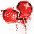 Red heart-shaped balloons with black outlines and white highlights, some broken, with overlaid text fragments on a white background.