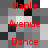 Red text words 'Maple', 'Avenue', and 'Dance' arranged in a on a grayscale pixelated background with black, white, and gray squares