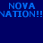 Four display 'NOVA NATION!!' text in blue pixelated font against dark blue, light purple, white, and gray backgrounds
