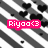 Pixelated black and white cow print background with a bright pink rectangular banner containing white text reading "Riyoo<3".