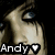 A pixelated image of a person's face with tears, featuring the text "Andy" and a heart symbol overlaid on the left side.