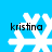 Four white snowflake icons on a bright blue background, each with the text 'kristina' in black lowercase letters below it.